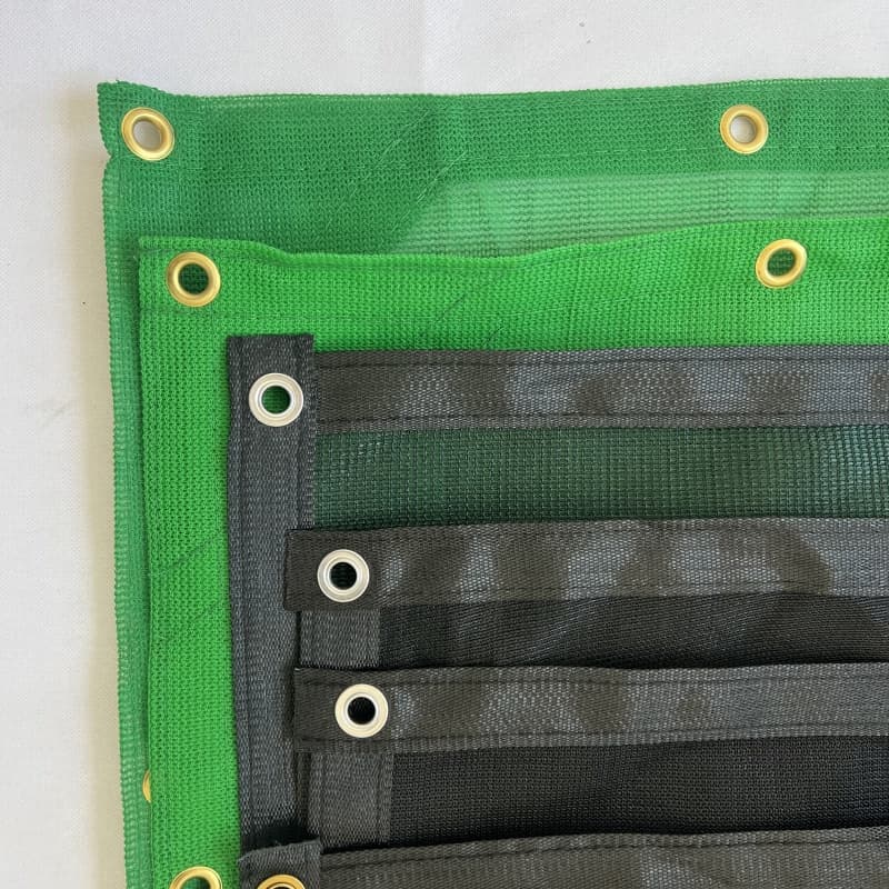 230gsm Green cooor  75% shade rating Uv Protection Of Shade Mesh Tarp with copper buckle